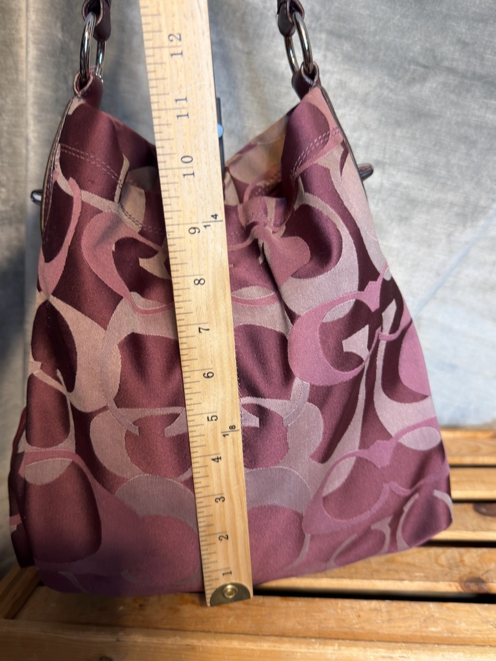 Coach Vintage Penelope Bordeaux Burgundy Optic Signature Hobo Shoulder Bag - Picture 7 of 16